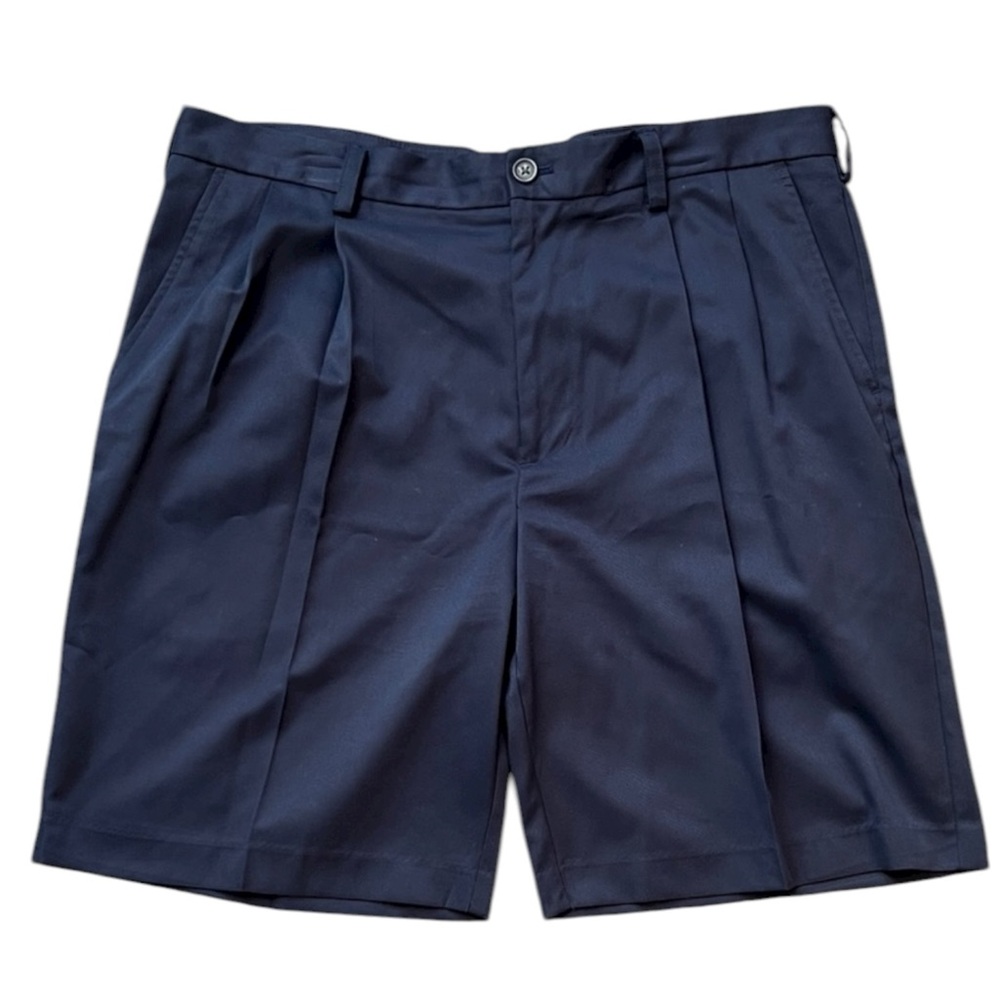 Izod Shorts - Navy Pleated Front Relaxed Fit - 36